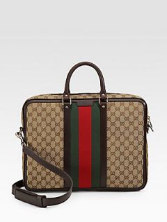 Gucci Canvas & Leather Briefcase   Beige Ebony