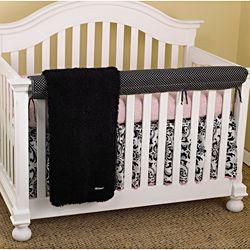 Cotton Tale Girly 4 piece Crib Bedding Set (Pink, black, and whiteMaterials 100 percent cotton twill )