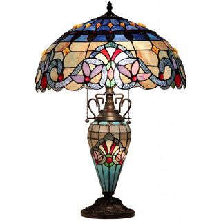 Tiffany Style Victorian Motif Double lit Table Lamp