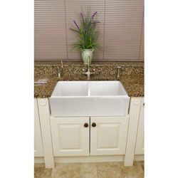 Fireclay Butler Reverse Apron 32.5 inch White Double Kitchen Sink (WhiteDimensions 32.5 inches width x 20 inches depth x 10 inches heightModel number FC3320LDNumber of boxes this will ship in 1Assembly required No )