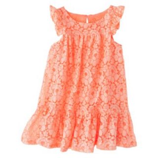 Cherokee Infant Toddler Girls Cap Sleeve Lace Shift Dress   Moxie Peach 18 M