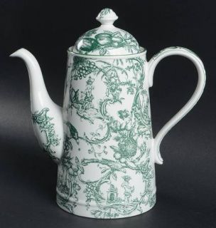 Spode Provincial Garden Green Coffee Pot & Lid, Fine China Dinnerware   Imperial