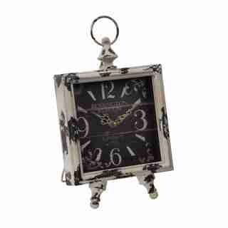 Black/ White Antique Square Clock (Antique white/blackMaterial MetalQuantity One (1)Setting IndoorDimensions 14 inches high x 8 inches wide x 7 inches deep MetalQuantity One (1)Setting IndoorDimensions 14 inches high x 8 inches wide x 7 inches deep)