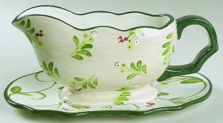 Paula Deen Home For The Holidays Gravy Boat & Underplate, Fine China Dinnerware