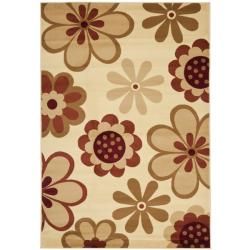Fine spun Dasies Floral Ivory/ Red Area Rug (710 X 11)