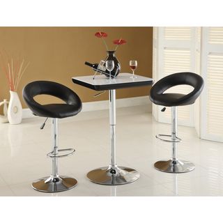 Furniture Of America Striking Glassy Adjustable Bar Table (Gas lift, metal base and ABSFinish White, black, and metal finishGreat companion to varieties of adjustable bar stool selectionsSpacious glossy topWhite and black table top combinationEasy functi