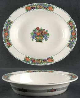 Wedgwood Dover Scalloped,Green Trim 10 Oval Vegetable Bowl, Fine China Dinnerwa