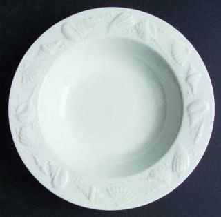 Lynns China Seashore Rim Soup Bowl, Fine China Dinnerware   Palladium,All White