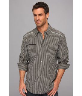 Cinch Modern Fit Stripe Plain Weave Snaps Mens Long Sleeve Button Up (Gray)