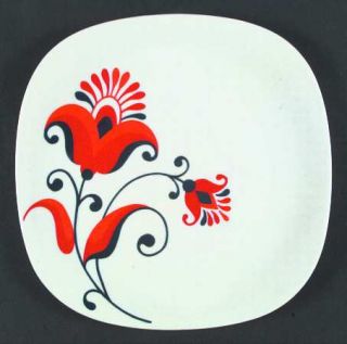 Block China Flower Dinner Plate, Fine China Dinnerware   Transition,Blue/Red/Ora