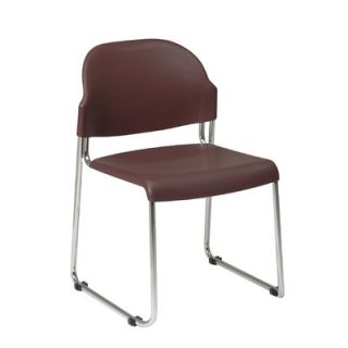 Office Star 4 Pack Stack Chair with Black Plastic Seat and Back with Chrome F