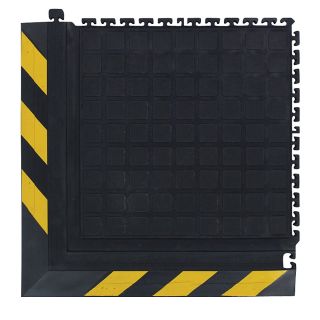 Andersen Hog Heaven Modular Anti Fatigue Mat Tiles   Corner Tile   21 7/8 X21 7/8   Black/Yellow