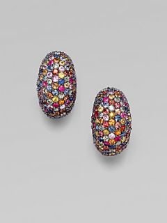 M.C.L by Matthew Campbell Laurenza Multicolored Sapphire Pave Oval Clip On Earri