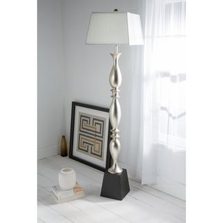 Exquisitely Modern Floor Lamp (WhiteLamp dimensions 68 inches high x 16 inches wide x 16 inches long  Metallic linen like Switch Type Three way metal turn knob inches Requires One (1) 150 watt bulb  Assembly No  Finish Champagne  Shade Dimensions 16