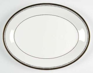 Royal Doulton Pavanne 13 Oval Serving Platter, Fine China Dinnerware   Gold&Bla