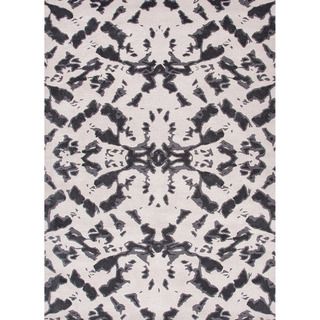 Hand tufted Contemporary Abstract Pattern Gray/ Black Wool Rug (2 X 3)