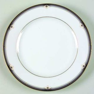 Noritake Oxford Lane Salad Plate, Fine China Dinnerware   Black,Gray&Gold Diamon