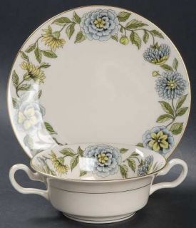 Castleton (USA) Ravenna Flat Cream Soup Bowl & Saucer Set, Fine China Dinnerware