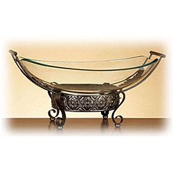Ancient Greek Inspired Glass Bowl With Ornamental Stand