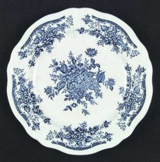 Japan China Blue Carnation Dinner Plate, Fine China Dinnerware   Blue Floral Rim