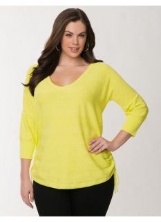 Lane Bryant Plus Size Side ruched sweater     Womens Size 26/28, Sunny Lime