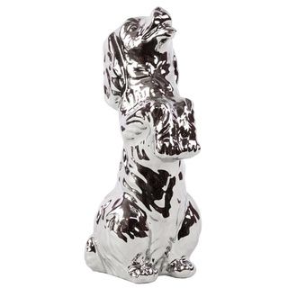 Silvertone Ceramic Dog On Hind Legs (SilvertoneMaterial CeramicSize 9.84 inches high x 4.92 inches wide x 3.94 inches deep For decorative purposes onlyDoes not hold water 9.84 inches high x 4.92 inches wide x 3.94 inches deep For decorative purposes onl