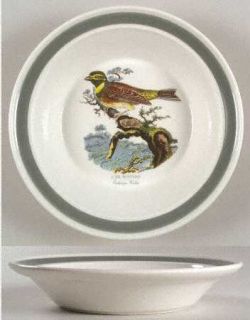 Portmeirion Birds Of Britain (Green Band On Rim) Rim Soup Bowl, Fine China Dinne