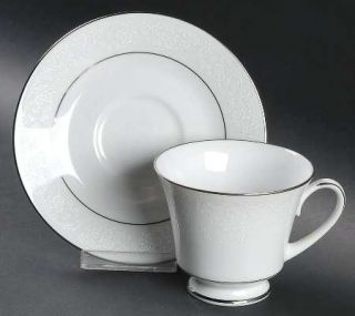 Noritake Tahoe Footed Cup & Saucer Set, Fine China Dinnerware   Commander, White