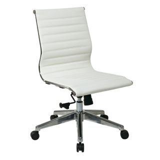Office Star Mid back Eco Leather Chair (White eco leatherEco leather seat and back with built in lumbar supportOne touch pneumatic seat height adjustmentLocking tilt control with adjustable tilt tensionHeavy duty polished aluminum base with dual wheel car