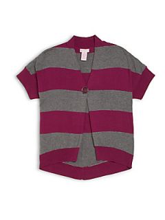 Girls Wide Striped Sweater   Pink Grey