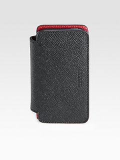 Bally Leather Mobile Holder for iPhone   Black Red