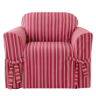 Sure Fit Grainsack Stripe Chair Slipcover   Claret