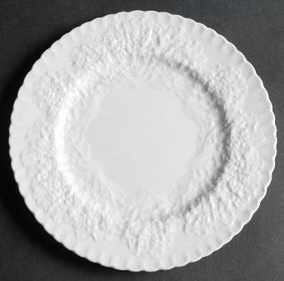 Spode Savoy White (No Trim) Salad Plate, Fine China Dinnerware   White, Embossed