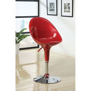 Sybill Adjustable Red Chrome Finish Air Lift Stools (set Of 2) (Red Materials ABS Seat and Back, MetalFinish Chrome Adjustable air lift stoolDimensions 36 inches high x 18.5 inches wide x 20 inches deep )