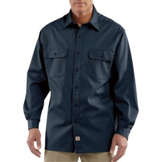 Carhartt Long Sleeve Twill Work Shirt   Navy, Small, Regular Style, Model# S224