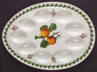 Portmeirion Pomona Deviled Egg Plate, Fine China Dinnerware   Fruit And Flowers,