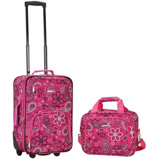Rockland Expandable Pink Bandana 2 piece Lightweight Carry on Luggage Set