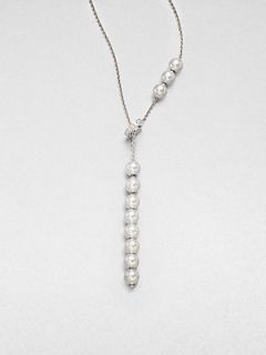Mikimoto 7MM White Akoya Pearl & Diamond Lariat Necklace   Pearl