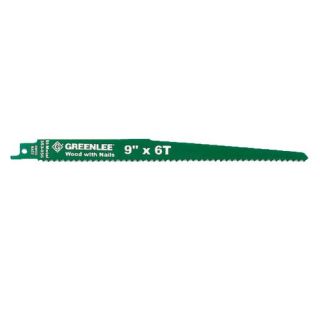 Greenlee 353956 6 TPI BiMetal Straight Reciprocating Saw Blade for Wood with Nails 9, 5 Pack