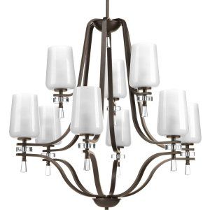 Progress Lighting PRO P4090 20 Indulge 9 Light, 2 Tier Chandelier with Clear Out