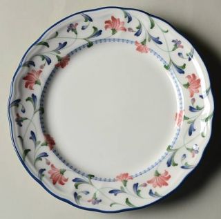 Epoch Indigo Garden Salad Plate, Fine China Dinnerware   Pink Flowers,Blue&Green