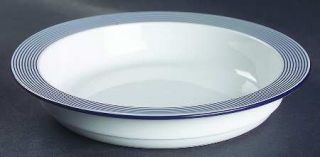 Dansk Ringsted Blue Rim Soup Bowl, Fine China Dinnerware   Bistro, Blue Rings, B