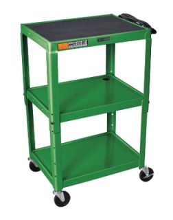 Luxor Furniture Utility Cart w/ Locking Brakes, Adjusts to 42 in, 24 x 18 in, Green