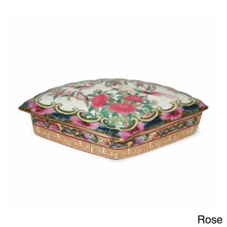 Rose Medallion Porcelain Fan Box