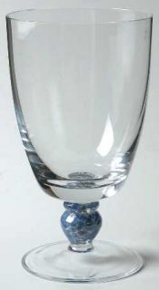 Noritake Ambience Blue Water Goblet   Clear Bowl,Sponge Blue Stem,No Trim