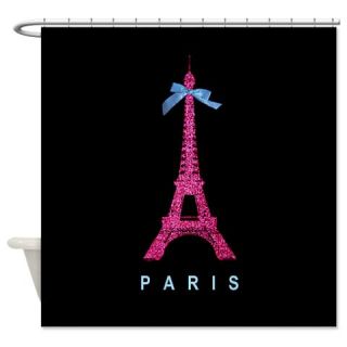  Pink Paris Eiffel Tower Black Shower Curtain  Use code FREECART at Checkout