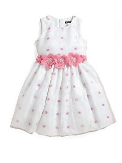 Toddlers & Little Girls Floral Sequin Dress   White Pink