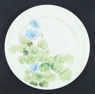 Mikasa Water Lilies Blue Dinner Plate, Fine China Dinnerware   Blue Flowers, Gre