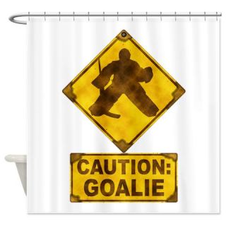  Hockey Goalie Caution Sign Shower Curtain  Use code FREECART at Checkout