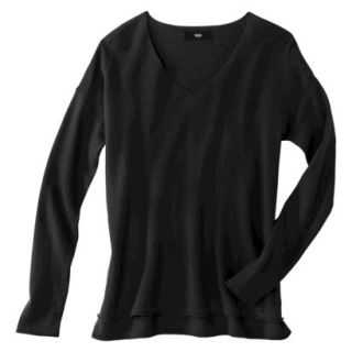 Mossimo Petites Long Sleeve V Neck Pullover Sweater   Black SP